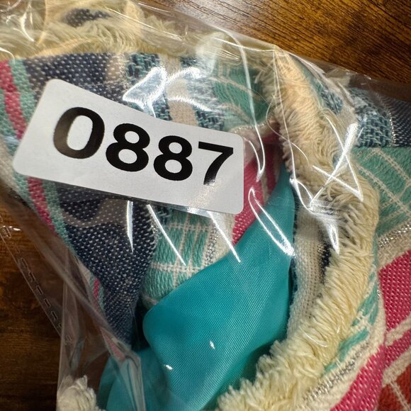 Multiples Striped Cotton Jacket Womens PL Patchwork Crochet Hem Wood Buttons - Picture 8 of 8